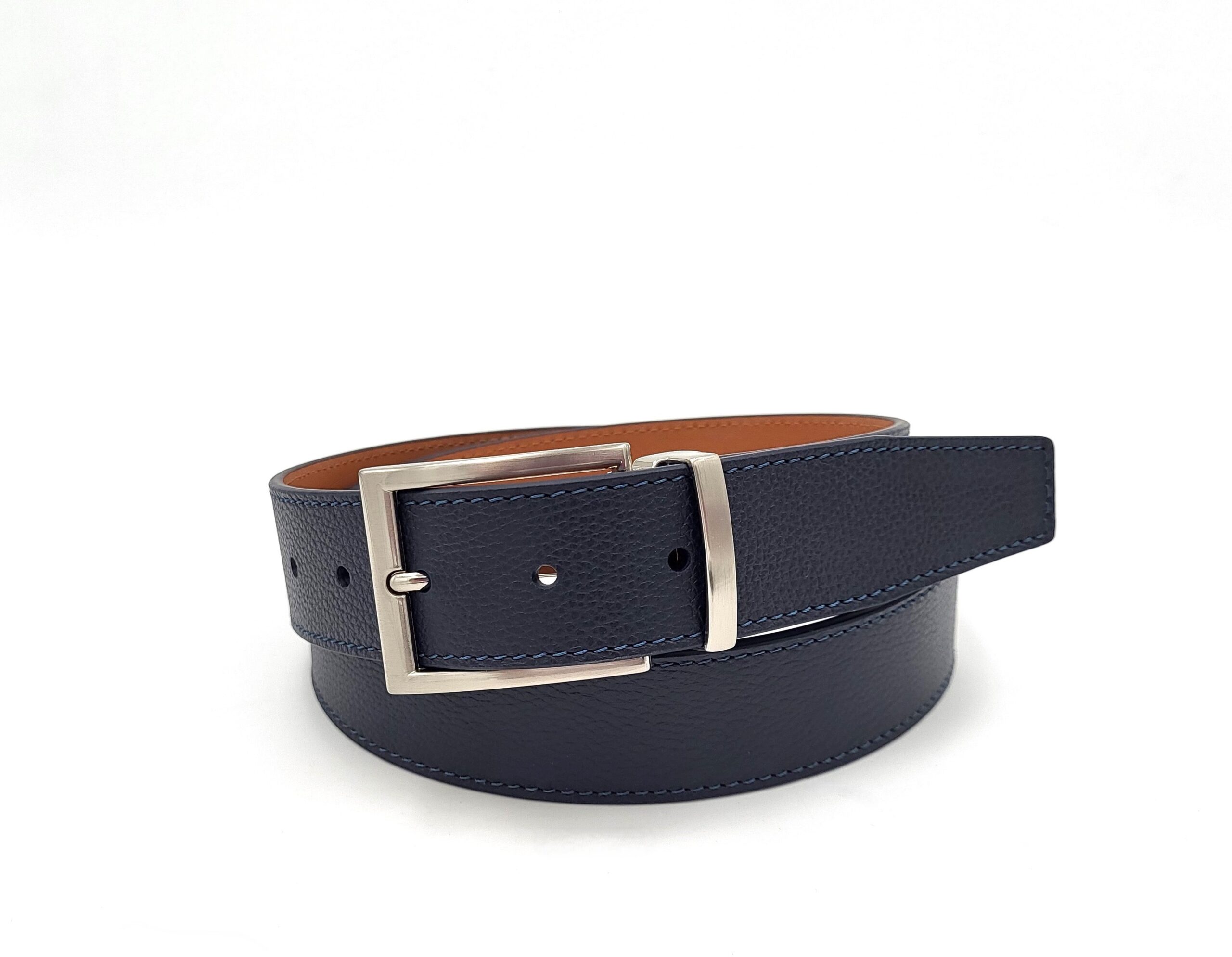 Reversible men's belt in blue leather “Posillipo” [art.236